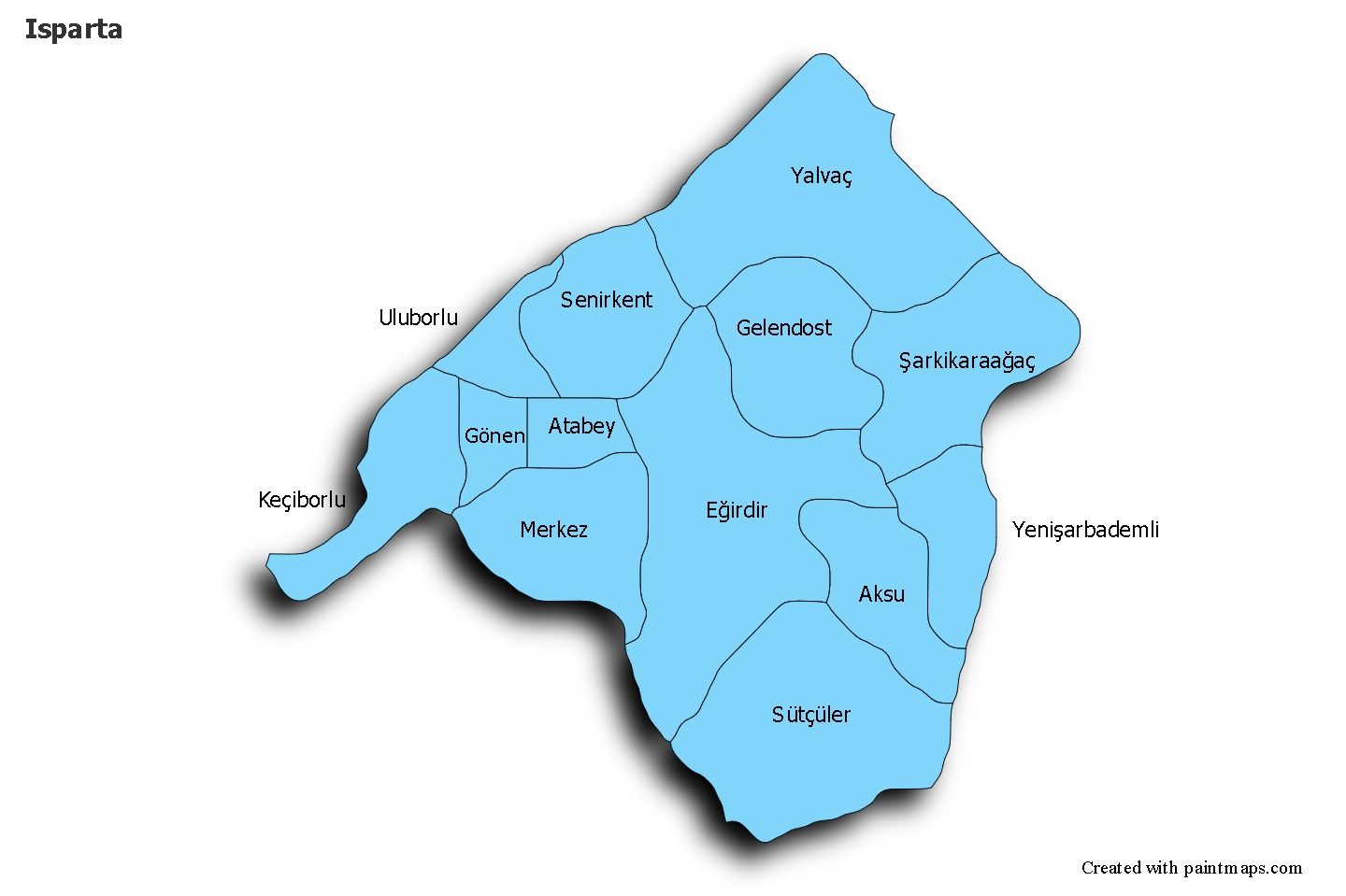Isparta Icin Ornek Haritalar Mavi Golgeli Haritalar Mavi