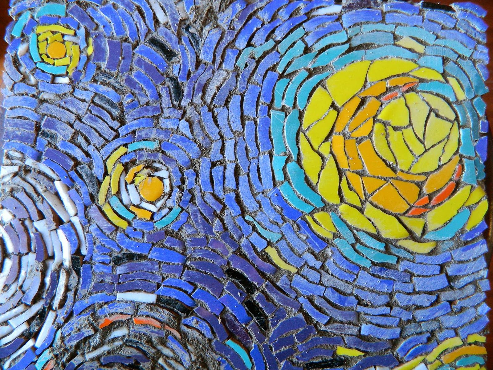 Noche Estrellada Van Gogh Arte En Parte Taller Multiarte Jornada De Mosaico Sobre Malla Mosaic Art Vincent Van Gogh Paintings Painting