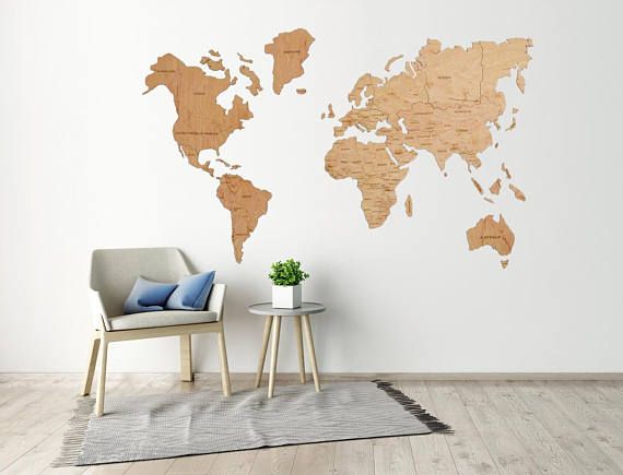 travel lover gift big wooden wall world map etsy
