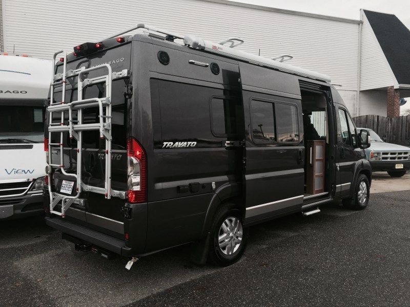 Sprinter Van With Aluminess Rear Bumper Ladder Roof Rack Galley Box With Drop Down Door And Bolt On Box Rails From Exclus Sprinter Van Travel Van Sprinter