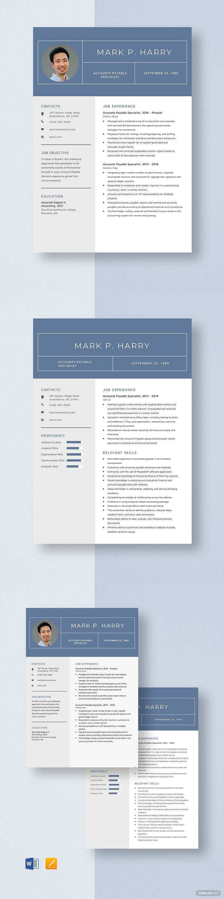 Accounts Payable Specialist Resume Template in 2020