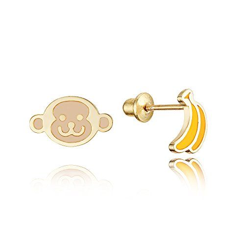 Sterling Silver And Enamel Stud Earrings Monkey Chimp Cute Kids Girls Gift 925 Enamel Stud Earrings Stud Earrings Girl Kid Gifts