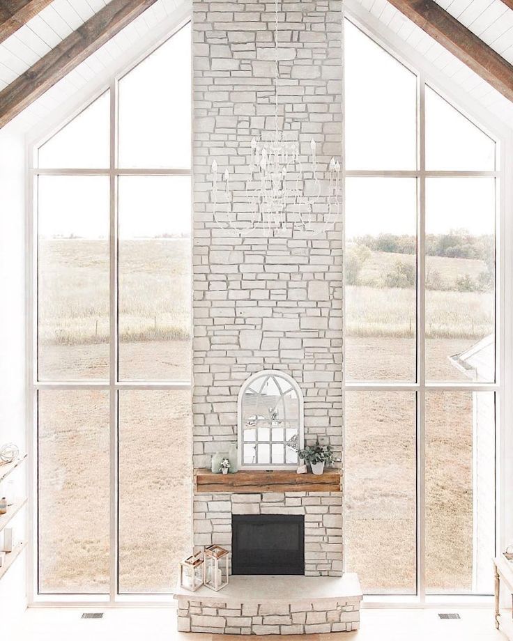 living room fireplace window wall, vaulted ceilings, wood beam ceiling | Niña and Cecilia @ninaandcecilia #vaultedceilingdecor