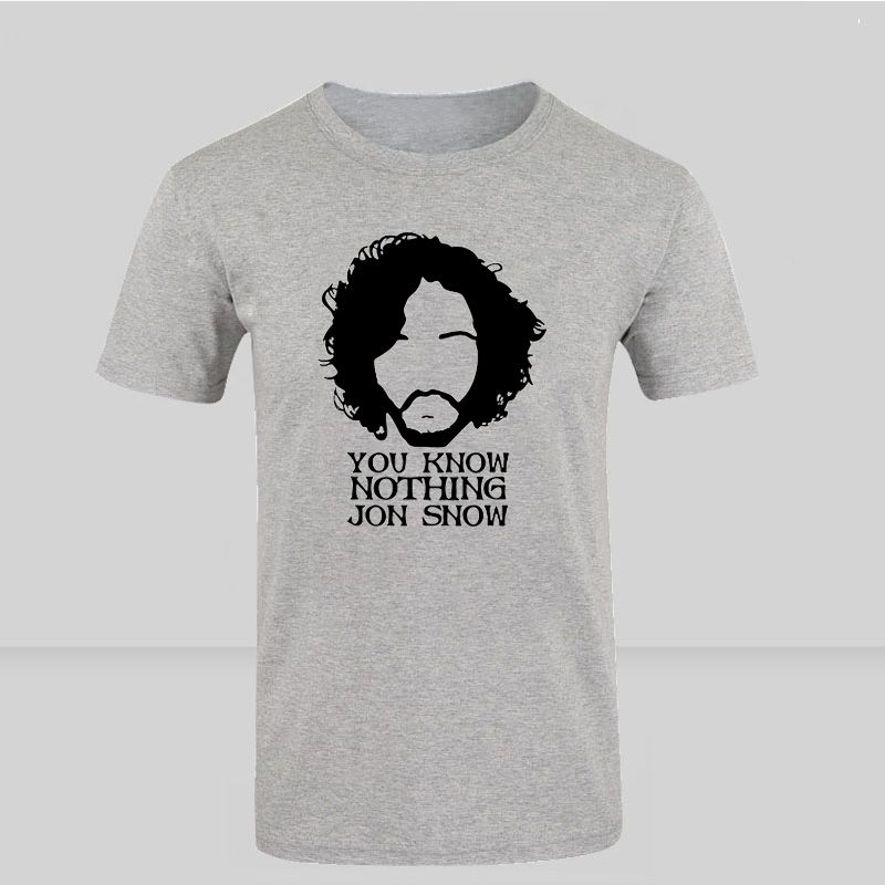 YOU KNOW NOTHING JOHN SNOW Black or White Game of Thrones T-shirt NEW Grey