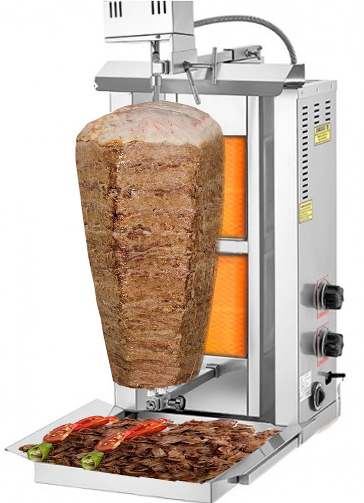 2 BURNER SHAWARMA MACHINE WITH OVERHEAD MOTOR. WORKS ON LPG CAN BE