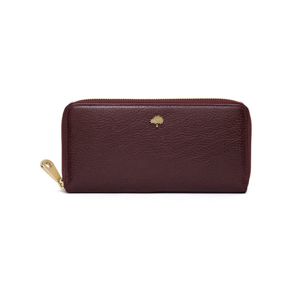 Tree Zip Around Wallet In Oxblood Natural Leather Women Mulberry Tree Zip Around Wallet In Oxblood Natural Leather Women Mulberry