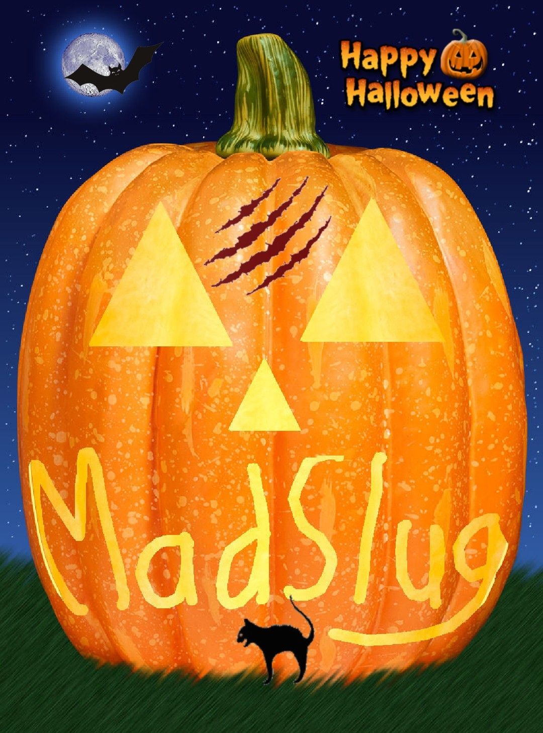 happy halloween halloween madslug pumpkin bats ghosts blackcat