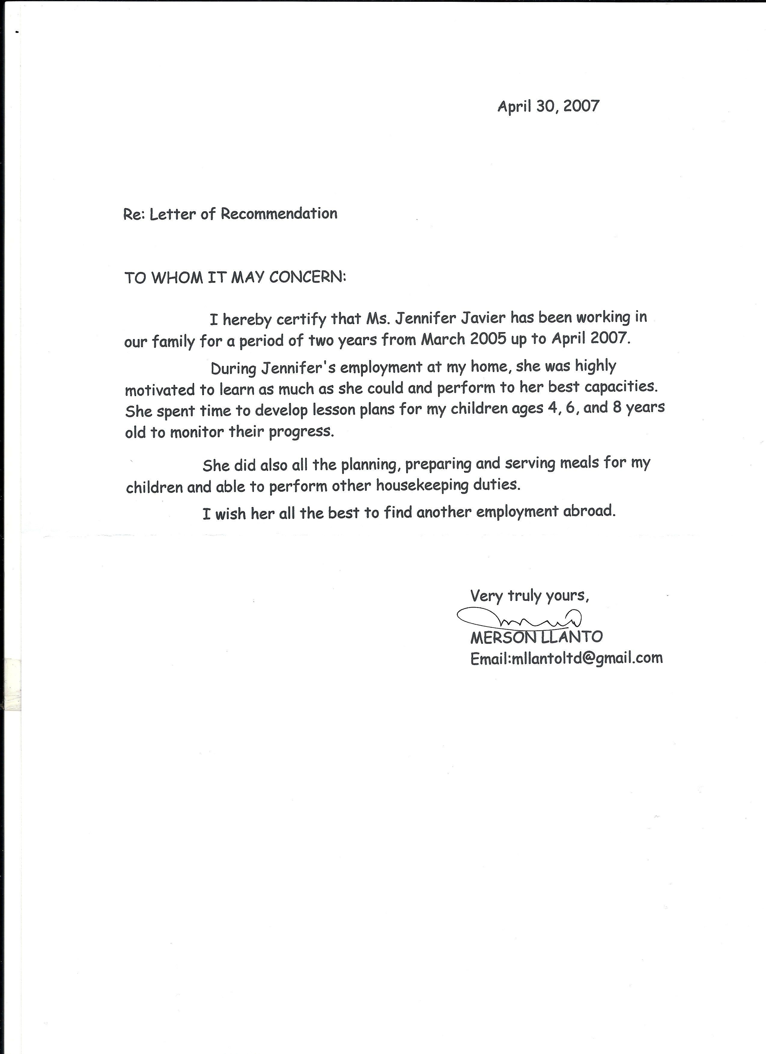 reference letter template nanny nany reference letter nanny reference letters