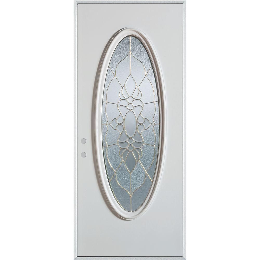 Stanley Doors 36 In X 80 In Traditional Patina Oval Lite Prefinished White Right Hand Inswing Steel Prehung Front Stanley Doors White Brass Elegant Entryway Stanley Doors 36 In X 80 In Traditional Patina Oval Lite Prefinished White Right Hand Inswing Steel Prehung Front Stanley Doors White Brass Elegant Entryway