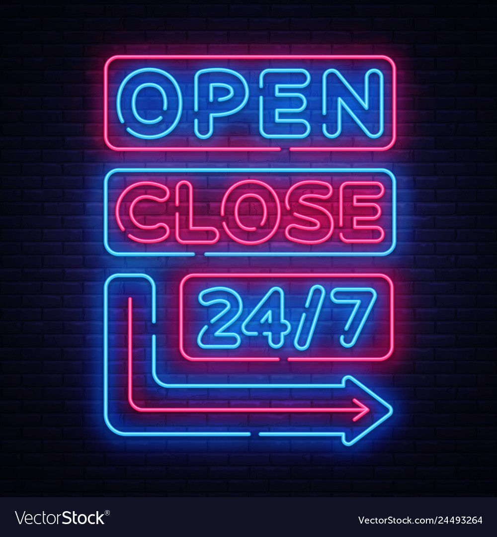 Open close neon signs neon signboards vector image on