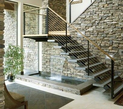 Fuente debajo de escaleras Pond Design, House Design, Decorative Stone ...