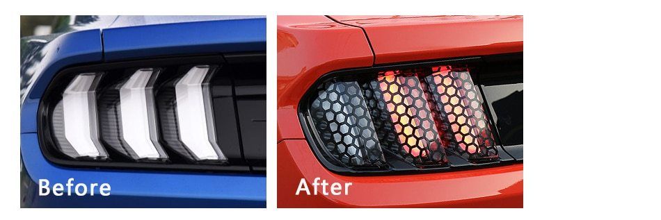 6PCS Honeycomb Style Stickers Cover Rear Tail Light For Ford Mustang 2015-2017