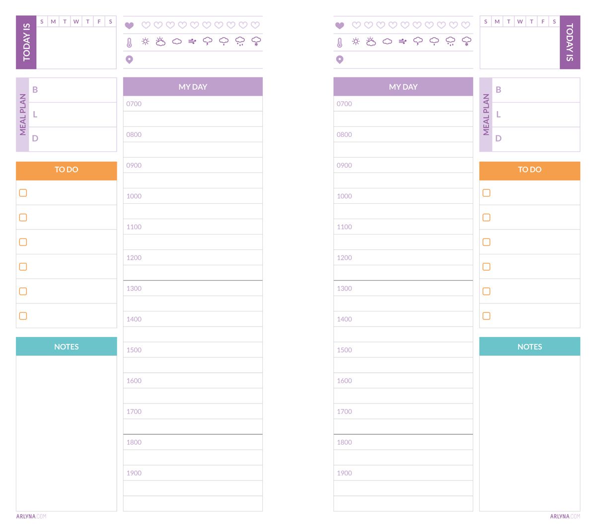 planner page