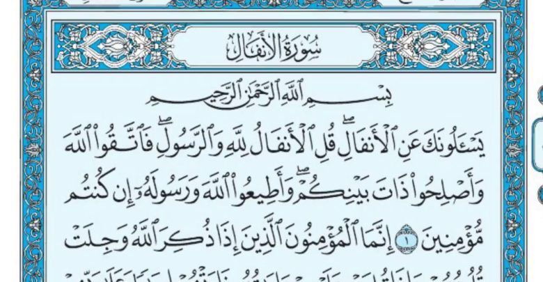 ماهي الانفال وسبب نزولها وما هي الأسماء الأخرى لسورة الأنفال Arabic Calligraphy Calligraphy