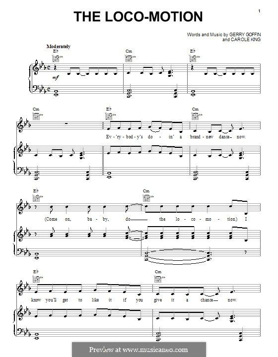 the loco motion for voice and piano or guitar little eva by child of mine carole king sheet music