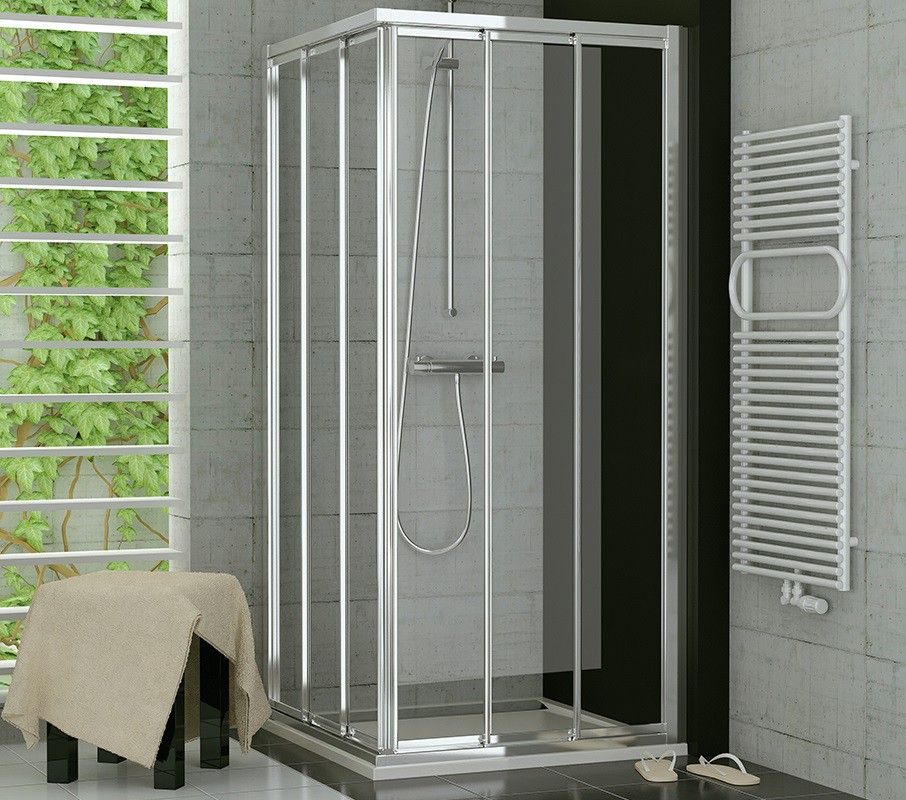 WELMAX 90x90 cm Duschkabine Eckeinstieg 6 mm ESG
