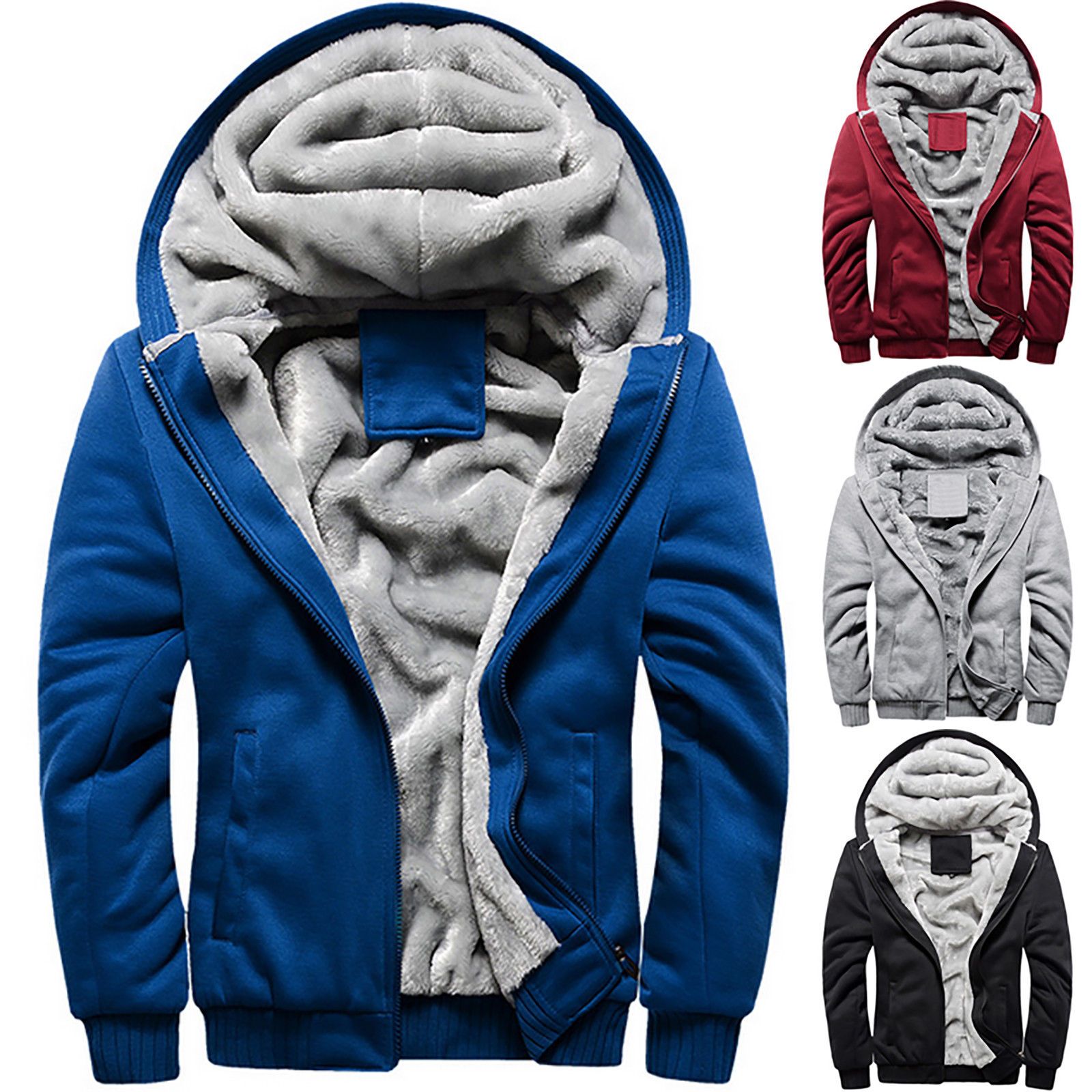 Men/'s Fleece Zipper Hoodie Hooded Sweatshirt Coat Jacket Outwear Tops Fashion
