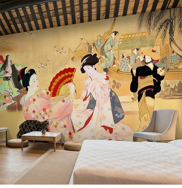 Japanese Restaurant Sushi Wallpaper Retro Nostalgic Ladies Large Mural Japanese Restaurant Sushi Wallpaper Retro Nostalgic Ladies Large Mural