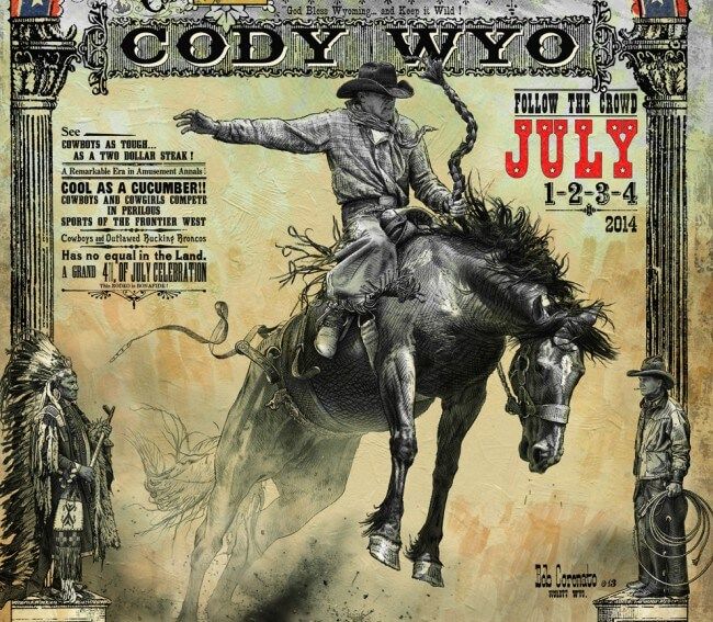 Cody Wyoming Rodeo Poster Close Up of Bucking Horse! 