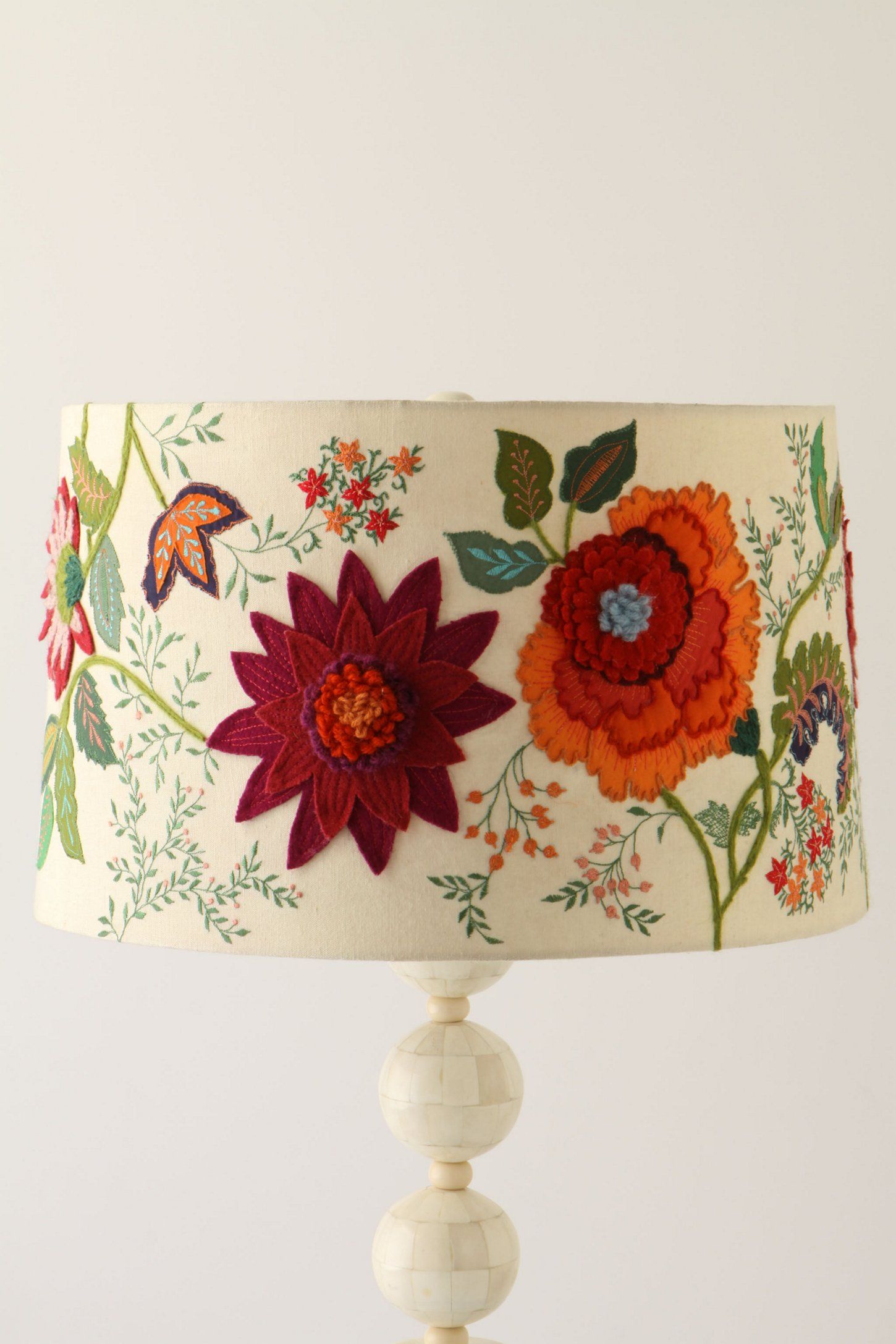 Needlework Garden Lamp Shade Decor Lighting - Crewel Embroidered Lampshade Needlework Garden Lamp Shade Decor Lighting - Crewel Embroidered Lampshade