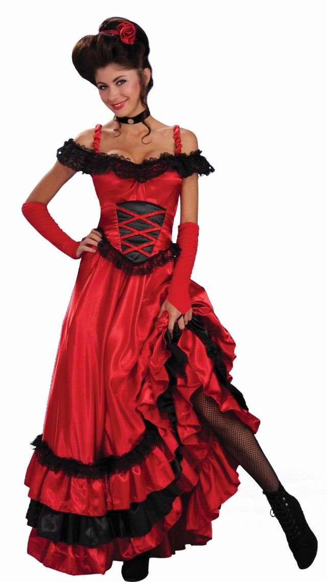 Girls Saloon Dancer Can Can Western Book Day Carnival Fancy Dress Costume Outfit