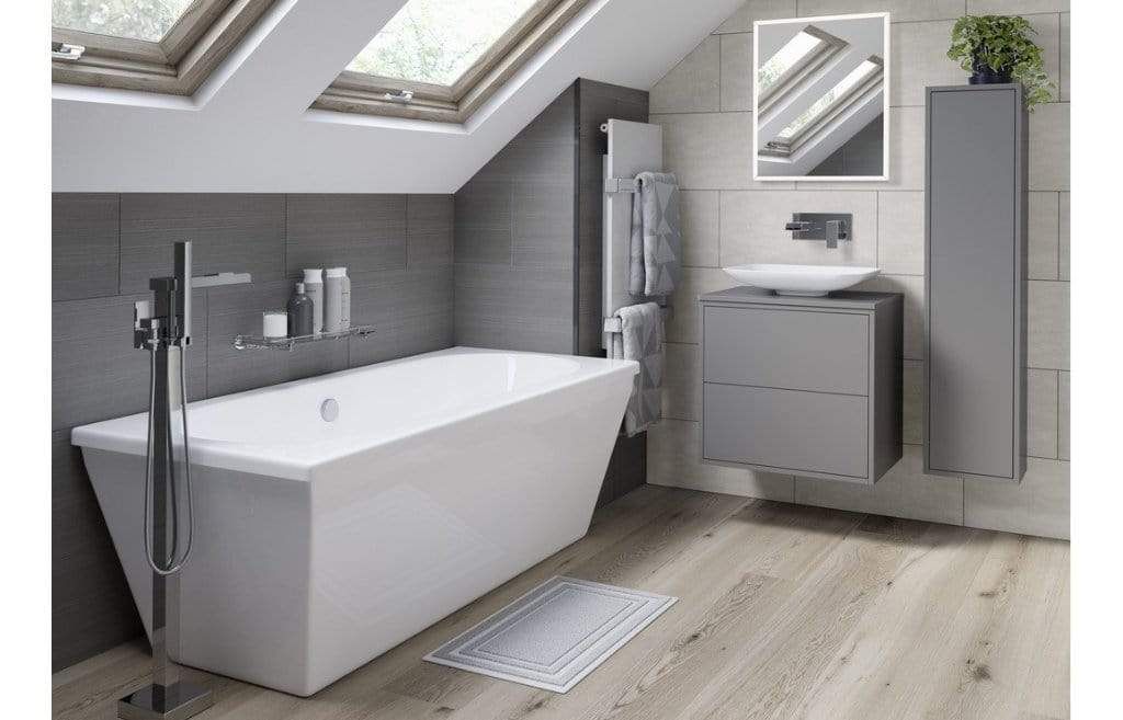 Perla Matt Grey 300mm 1 Door Wall Mounted Tall Unit