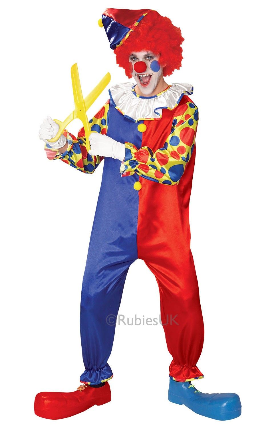 Adult Harlequin Black /& White Clown Costume Unisex Jumpsuit Circus Size Standard