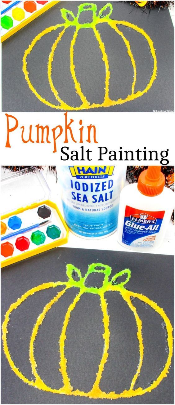 How to Make Halloween Pumpkin Salt Painting with Kids