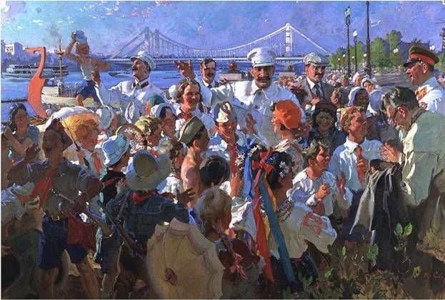 Resultado de imagen de Stalin y los miembros del Buró PolÃtico con los niños en el Parque Gorki