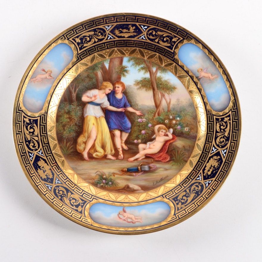 Signed Hand Painted Ackermann And Fritz Porcelain Cabinet Plate Signed Hand Painted Ackermann And Fritz Porcelain Cabinet Plate