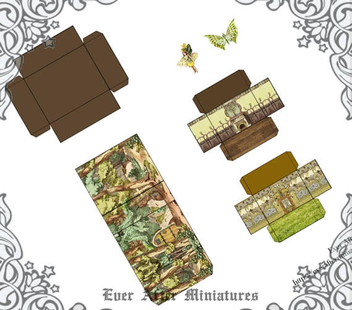 FAIRY HOUSE Matchbox Miniature Dollhouse Kit 4 Printable | Etsy Paper Doll House, Mini Doll House, Fairy Tree Houses, Fairy House, Miniature Crafts, Miniature Dolls, Miniature Tutorials, Miniature Houses, Dollhouse Kits