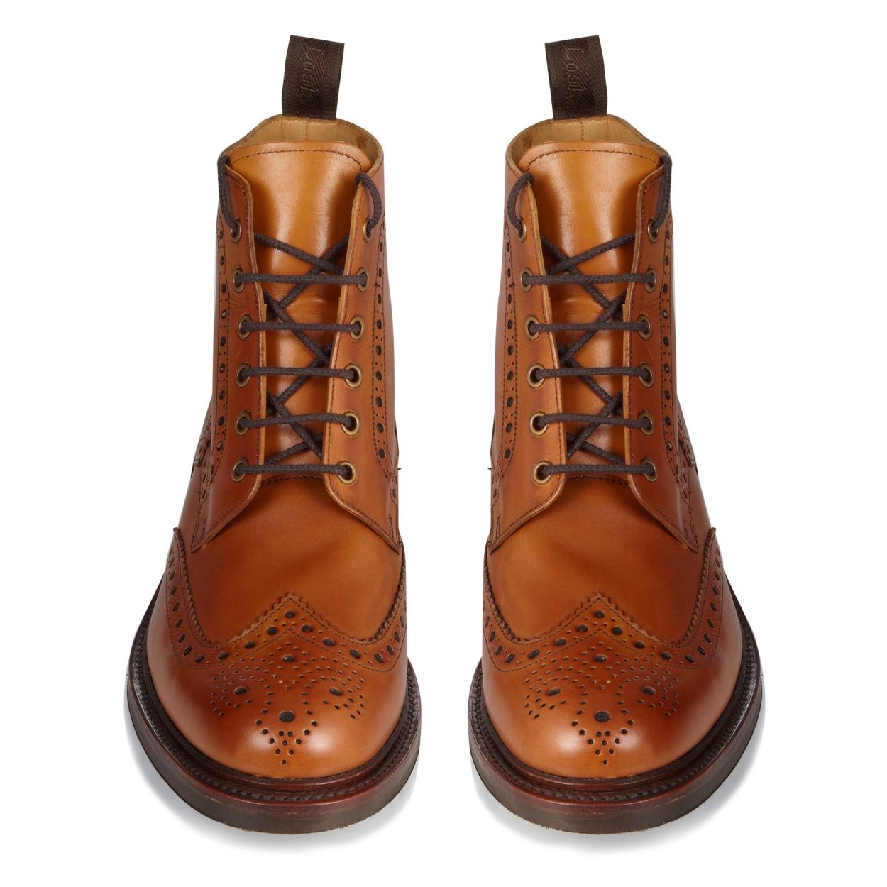 Loake Tan Leather Wide Fit Brogue Boots 