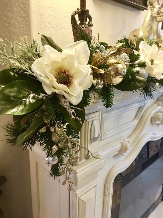 Luxury Magnolia Garland with 48 LED light. Light Timer Option, Artificial 6 feet or 9 feet, Free Shipping #magnoliachristmasdecor