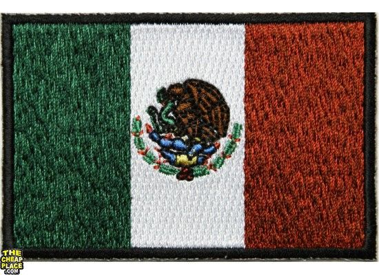 MEXICO FLAG w//BLACK BORDER 3/" x 2/" Mexican National Flag//Iron On Patch Applique