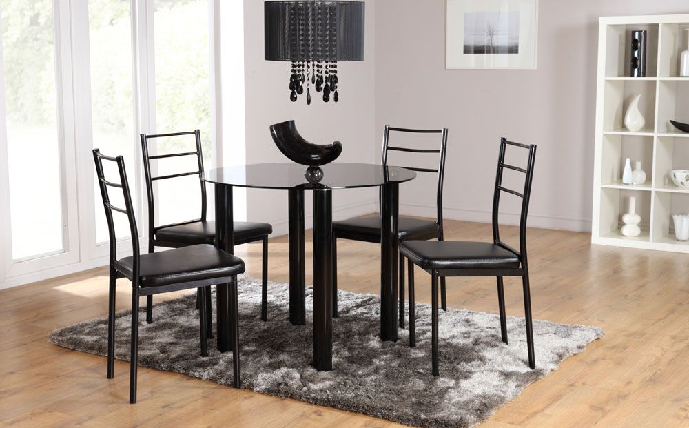 The Solar Juno Glass Dining Set Black At Furniture Choice Classic Room The Solar Juno Glass Dining Set, Juno Extendable Dining Table