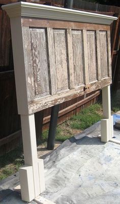 90 year old door made into a headboard