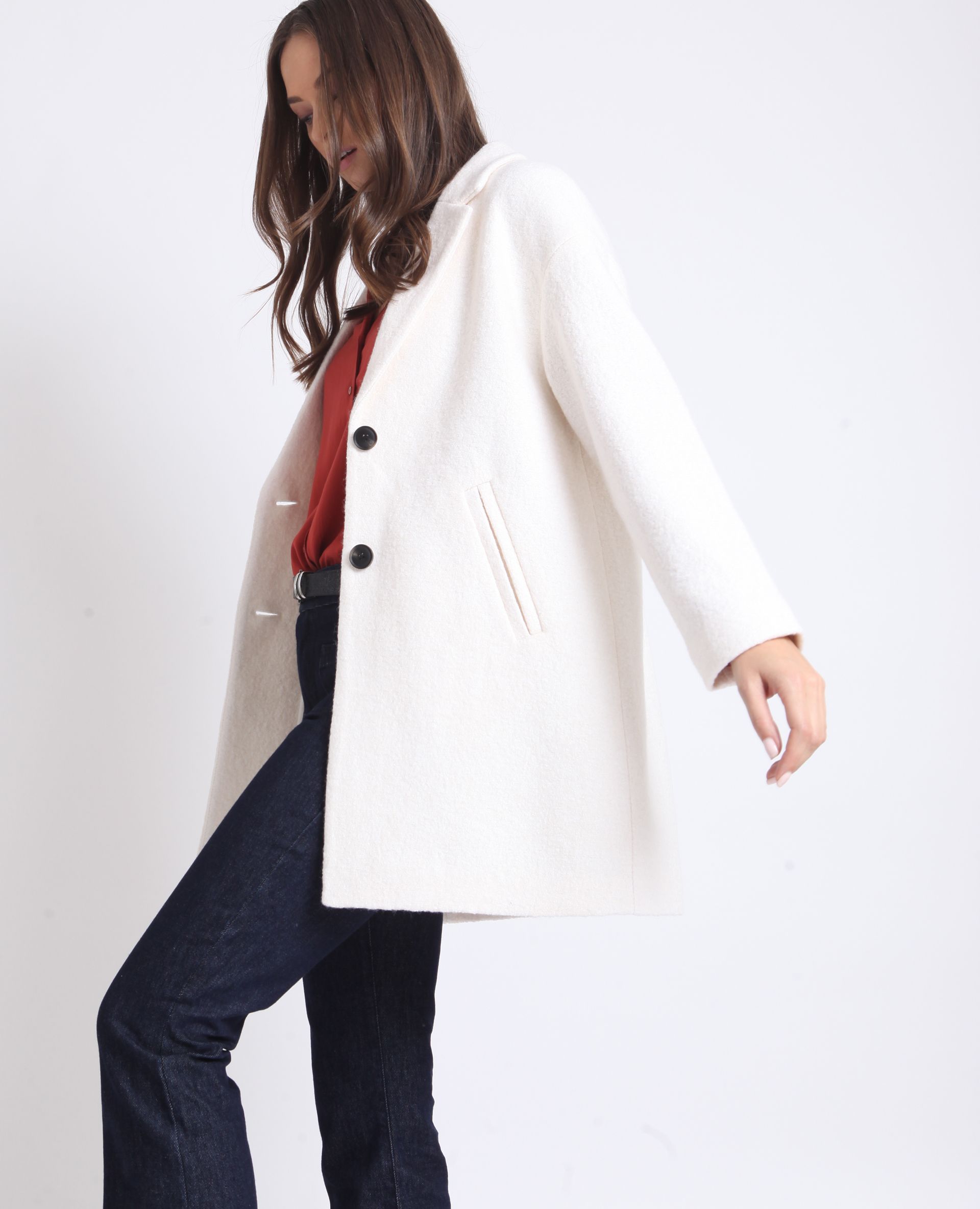 Manteau droit en laine en 2020 | Manteau, Laine, Mode Manteau long avec laine blanc cassé 280229918A09 | Pimkie