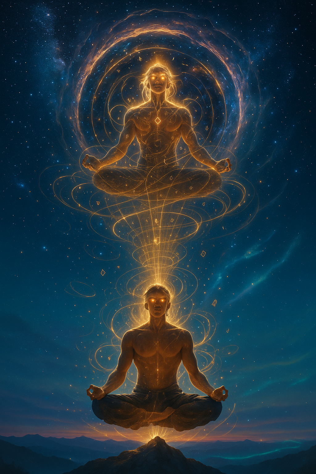 A spiritually awakened person meditating