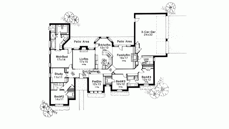 Home Design 17x15m With 4 Bedrooms Home Design With Plansearch Free House Plans Double Story House House Plans