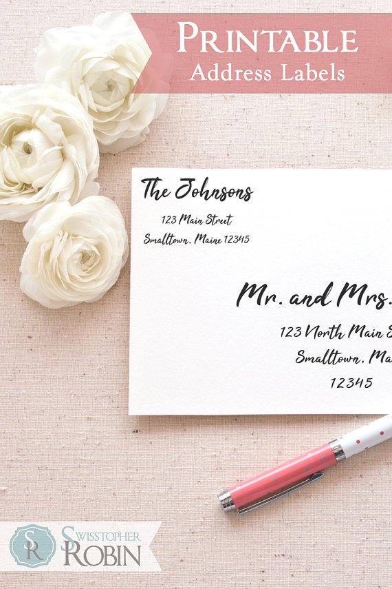 Printable Return Address Labels Template Brush Calligraphy Return Address Labels Template