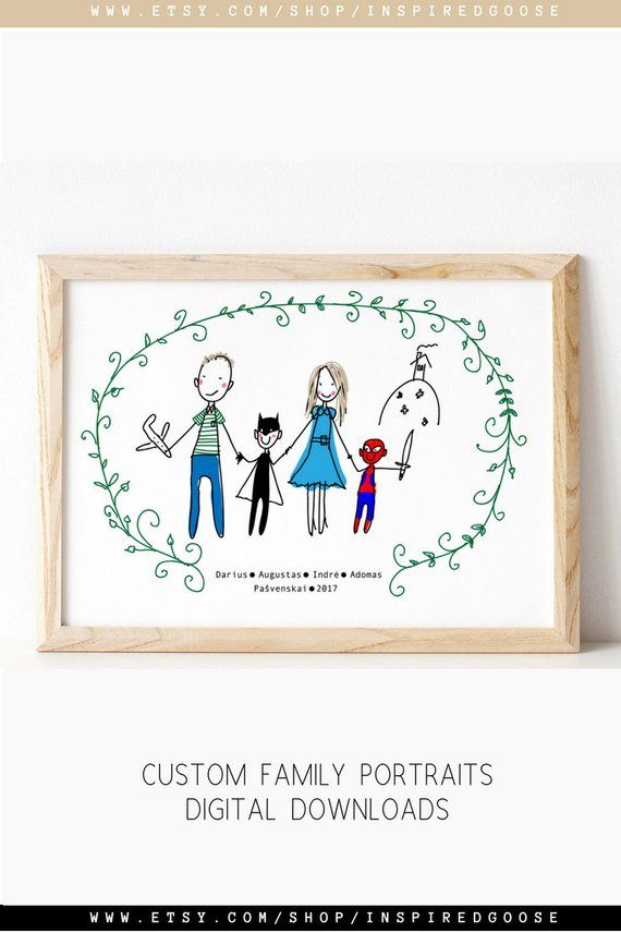 Custom Family Portrait 7th Anniversary Gift Custom Family Portrait 7th Anniversary Gift Ilration Wedding