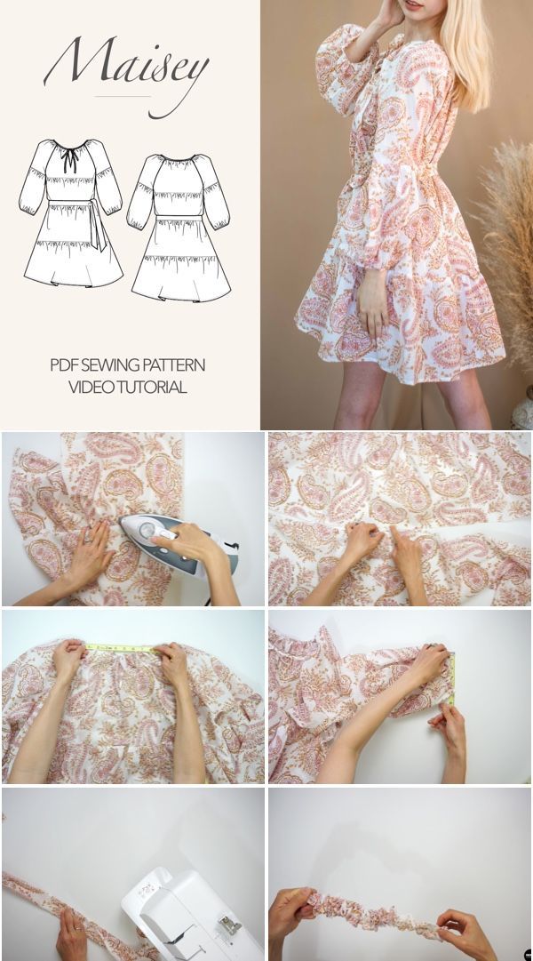 Maisey Dress Tutorial | DIY Peasant Boho Tunic Dress Stylish Sewing Patterns, Summer Dress Sewing Patterns, Dress Sewing Tutorials, Fashion Design Patterns, Dress Making Patterns, Clothing Patterns, Diy Sewing Clothes, Handmade Clothes, Sewing Dresses