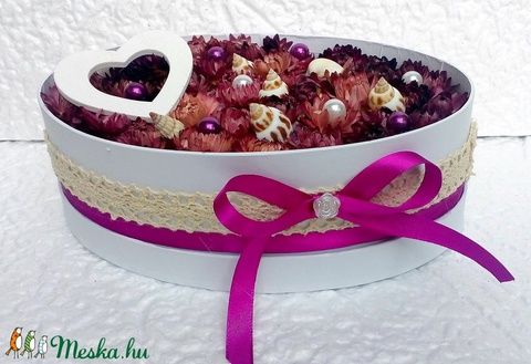 Szalmarózsa virágbox csigaházakkal, gyöngyökkel (KÉSZTERMÉK) (pinkrose) - Meska.hu Dog Bowls, Paper Board