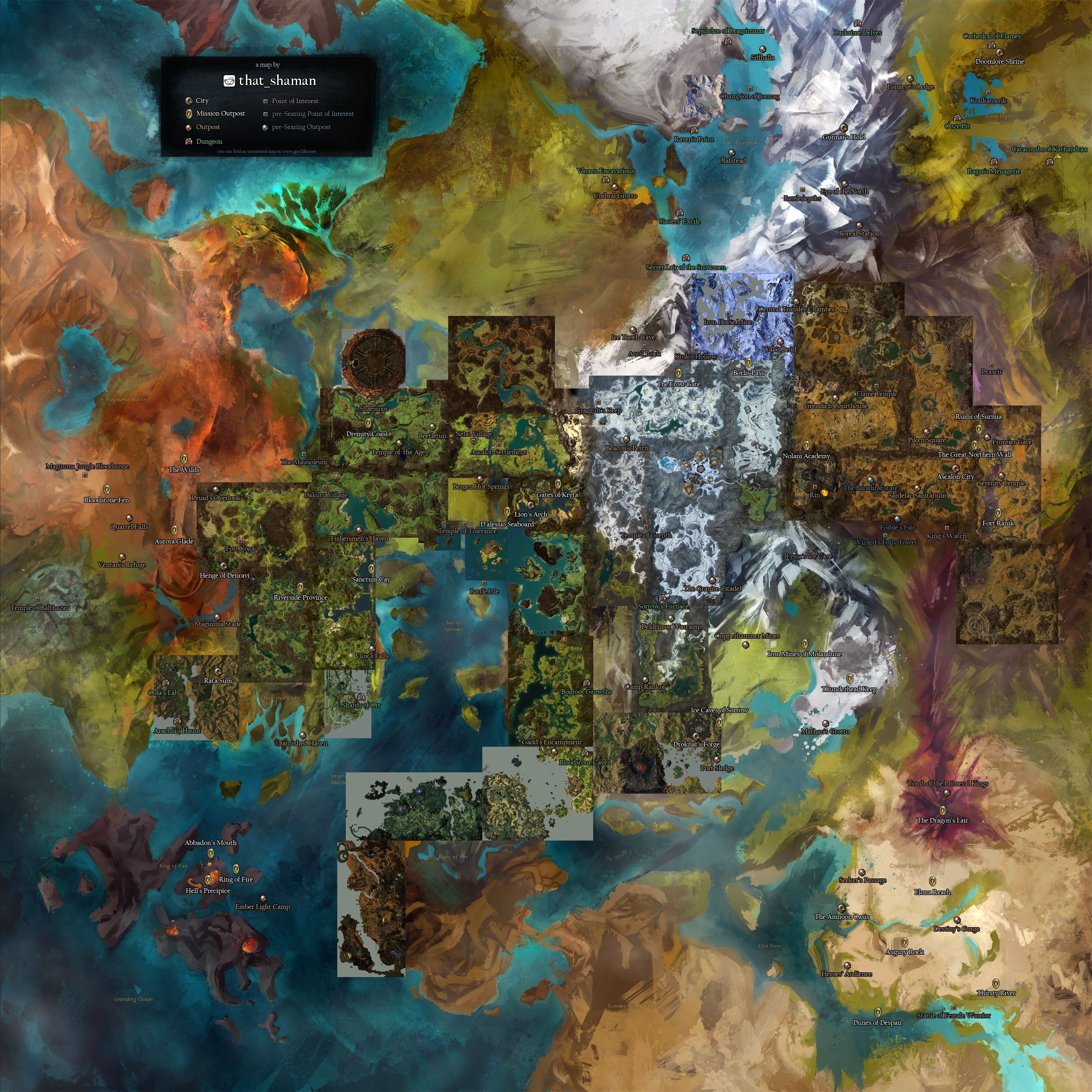 Guild Wars 2 World Map Worldmaps Pinterest Throughout Gw2
