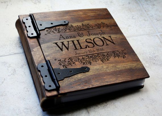 unique wood wedding photo album monogrammed personalized photo alums
