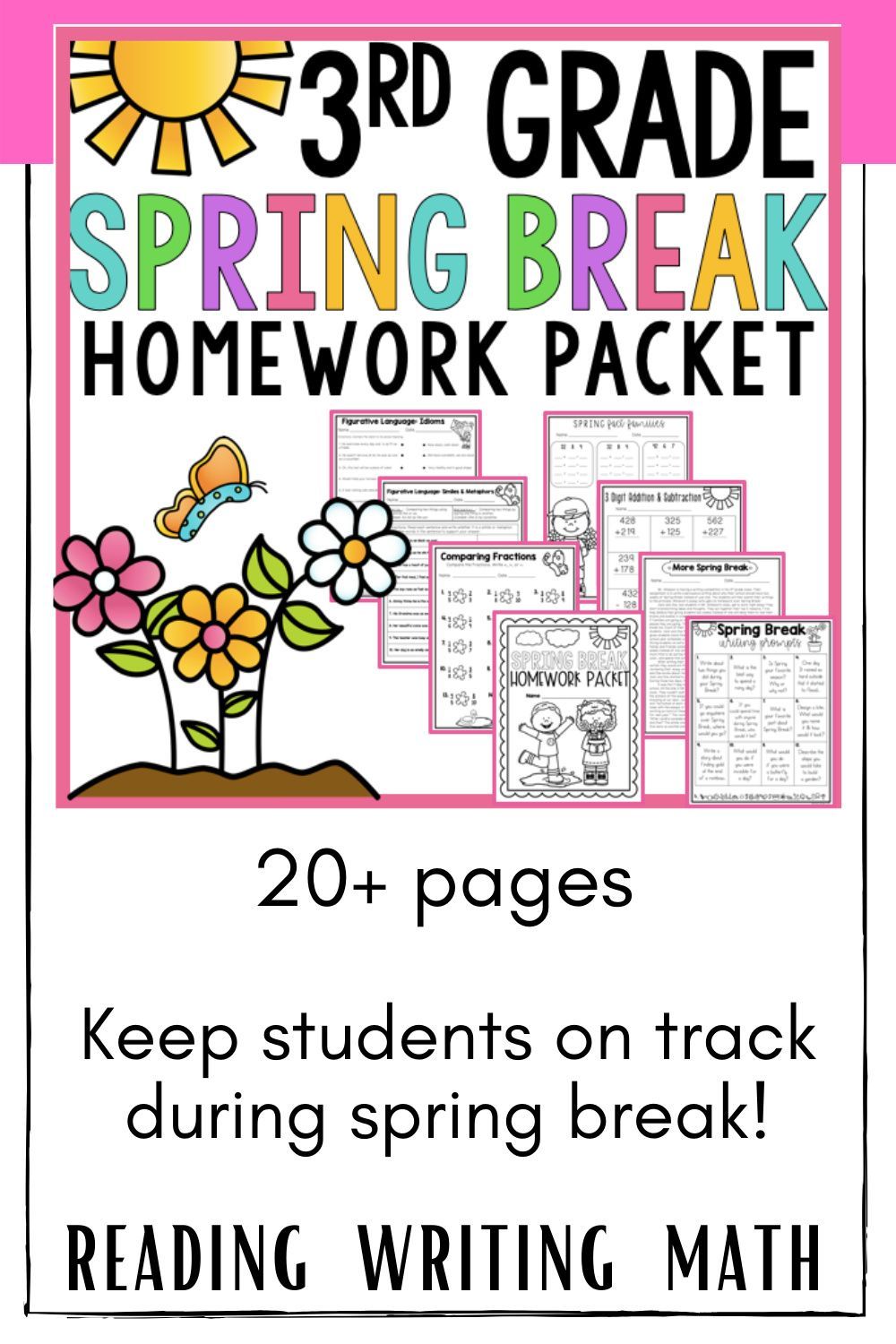 3rd Grade Spring Break Homework Packet in 2021 Elementary writing