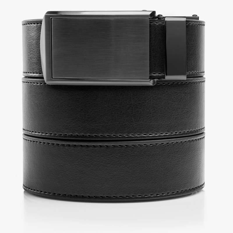 Slidebelts Men/'S Leather Ratchet Belt Black Leather With Black Buckle Vegan