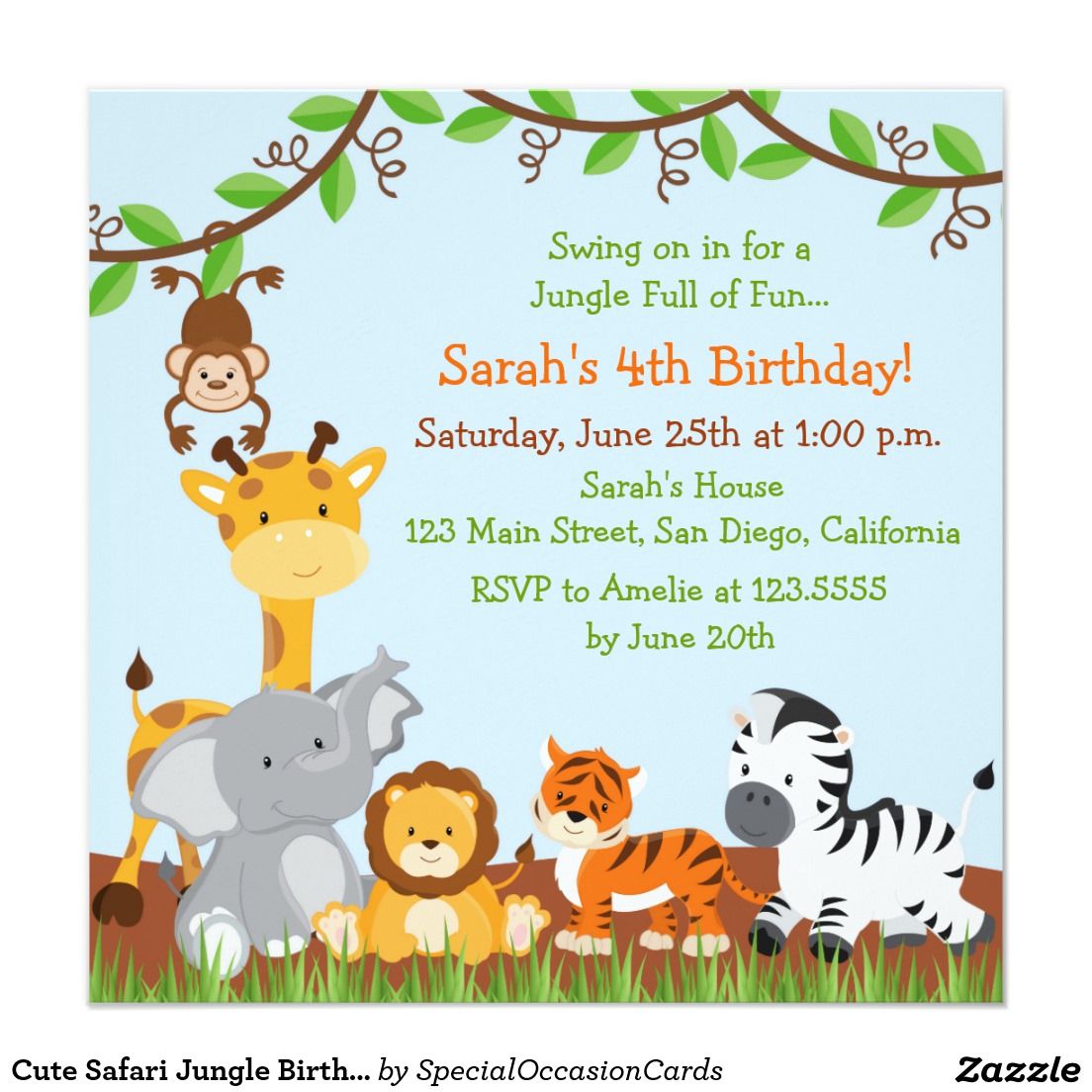 safari party invitations