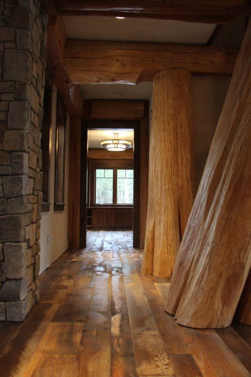 Western Cedar round log timberframe home in Washington State by Pioneer