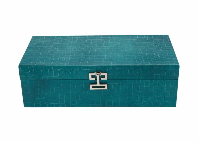 Long Turquoise Croc Box Boxes In 2021 Leather Box Polished Nickel Hardware Designer Clutch